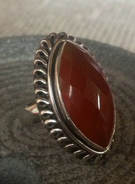 泰国咖啡色锆石指环情侣手工银