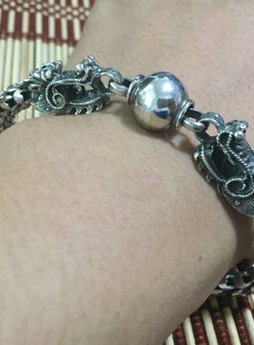 泰国双龙戏珠朋克风手工银特价