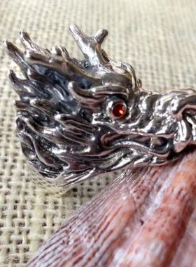 泰国纯银镶嵌锆石朋克风戒指现货