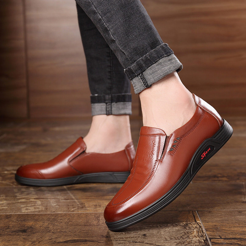 2025新款真皮男鞋商务休闲豆豆鞋头层牛皮驾车鞋软底软面透气中年,淘宝优惠券,粉丝福利购,淘宝优惠卷