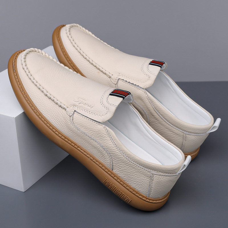 头层牛皮休闲皮鞋男2025秋新款真皮软底软面豆豆鞋百搭中老年男鞋,淘宝优惠券,粉丝福利购,淘宝优惠卷