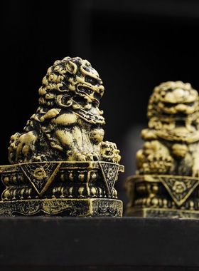 茶宠神兽迷你小石狮子桌面中式茶宠高档微景观家居貔貅摆件