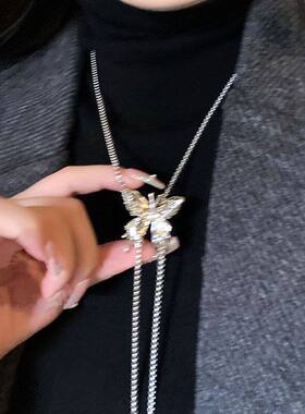 可抽拉立体蝴蝶项链甜酷辣妹风