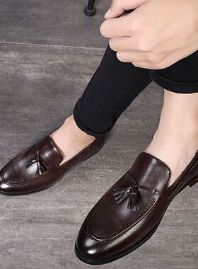 Large size leather shoes with fringe for men46 47 48 men's