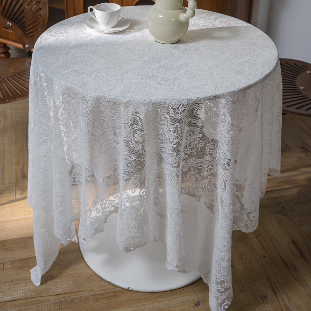 法式蕾丝餐桌布复古宫廷风下午茶甜品浪漫装饰台布方圆桌茶几盖布 - 图0