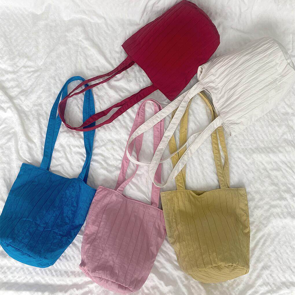 夏季小清新纯色竖条纹水桶包简约小众设计高级感褶皱单肩腋下女包,淘宝优惠券,粉丝福利购,淘宝优惠卷