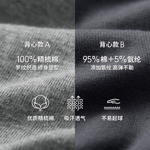 [2/4件]三枪男士背心纯棉透气运动健身无痕秋冬打底抗菌白色汗衫 - 图2