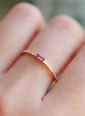 紫色宝石紫晶纤细百搭简约风时尚
