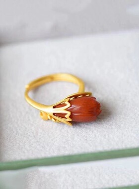 玉兰花戒指满肉指活口可调节饰品