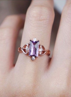 轻奢古董风系列紫水晶银镀玫瑰金