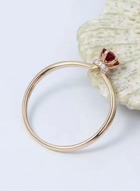 玫瑰金鸽血红石榴石六爪王冠戒指