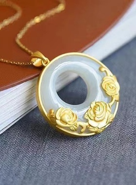 平安扣荷花锦鲤吊坠气质精致大方