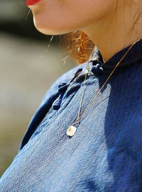 复古中式平安扣和田玉吊坠项链