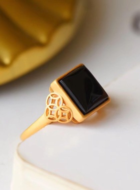 方形戒指复古高贵小方戒气质高雅