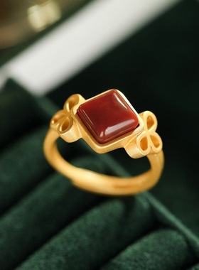 天然个性菱形简约气质开口戒指饰品个性时尚小众设计气质百搭女款