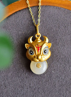 小众创意设计平安扣牛扭转乾坤可爱呆萌百搭气质吊坠项链女士款