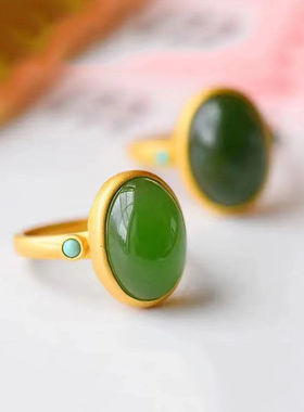 女款椭圆镀金活口戒指