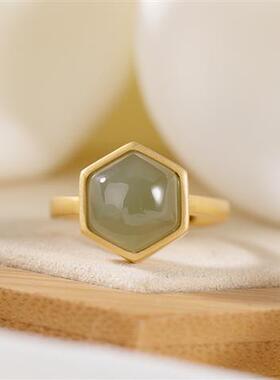 六边形简约时尚大气复古时尚戒指