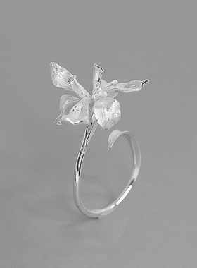 原创设计唯美鸢尾花气质小众时尚花朵复古质感国风国潮女士款戒指