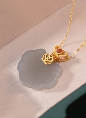 鎏金皇冠吊坠绿石如意个性时尚吊