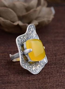 新款复古风时尚个性设计雕琢黄玉