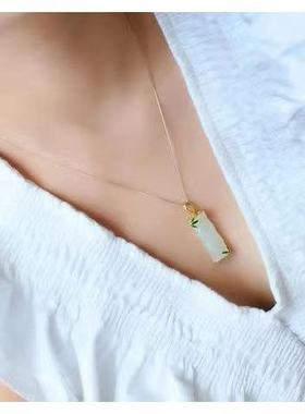 新中式925银竹节吊坠项链挂坠女