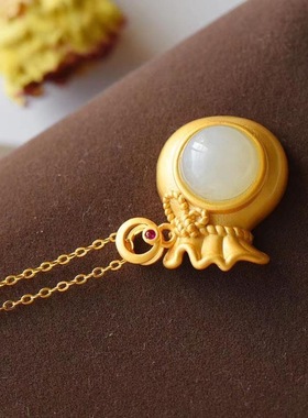 新款复古福运钱袋百搭气质吊坠项链轻奢小众设计感女款送老婆礼物