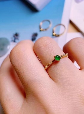 满绿色蛋面戒指绿石银镶嵌石戒指