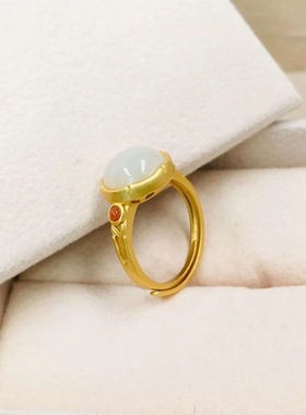 蛋面戒指复古港风百搭高级感天然