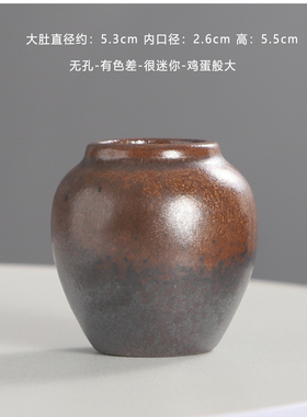 简约复古风陶瓷花瓶办公桌面养铜钱草装饰品禅意家居摆件客厅鱼缸