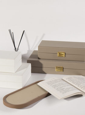 现代简约样板间皮革收纳首饰盒摆件酒店样板房家居衣柜帽间