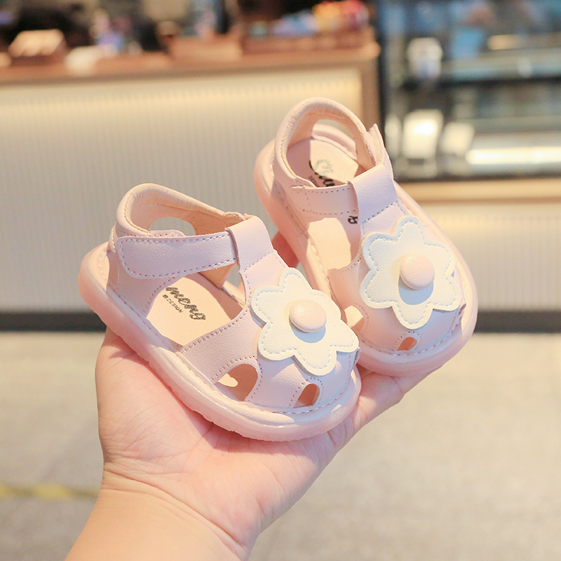 夏季女宝宝凉鞋1一2-3岁小童公主鞋子防滑软底透气幼儿婴儿学步鞋 - 图1