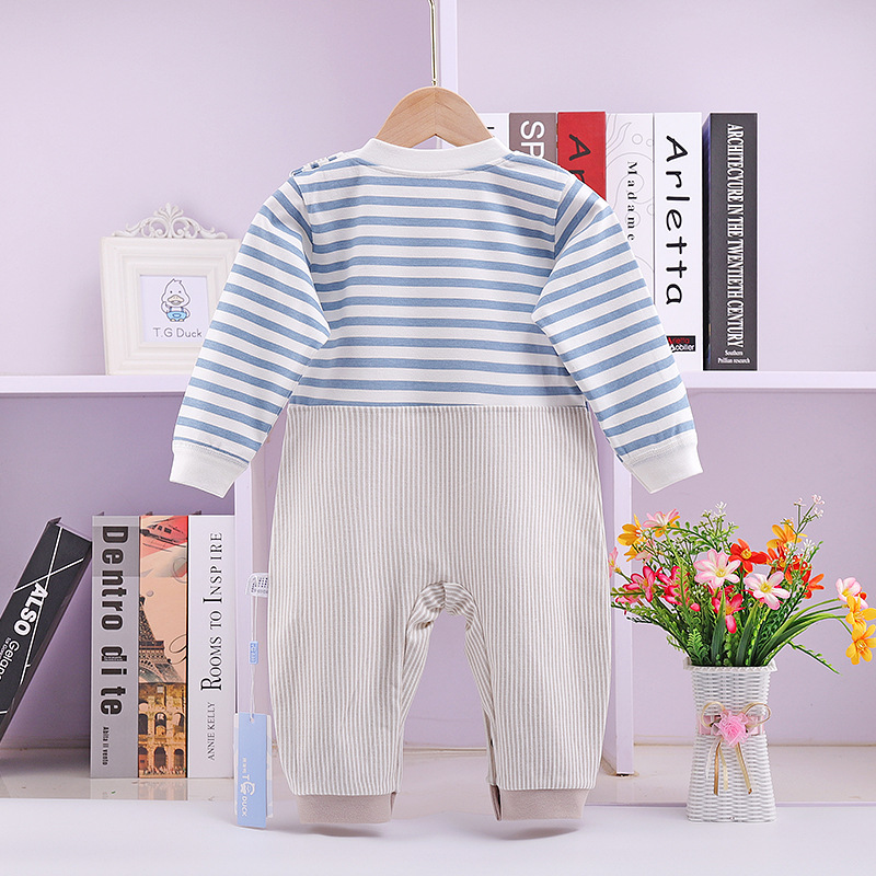 秋纯棉假背带宝宝假两件爬爬服 允哲休闲运动套装