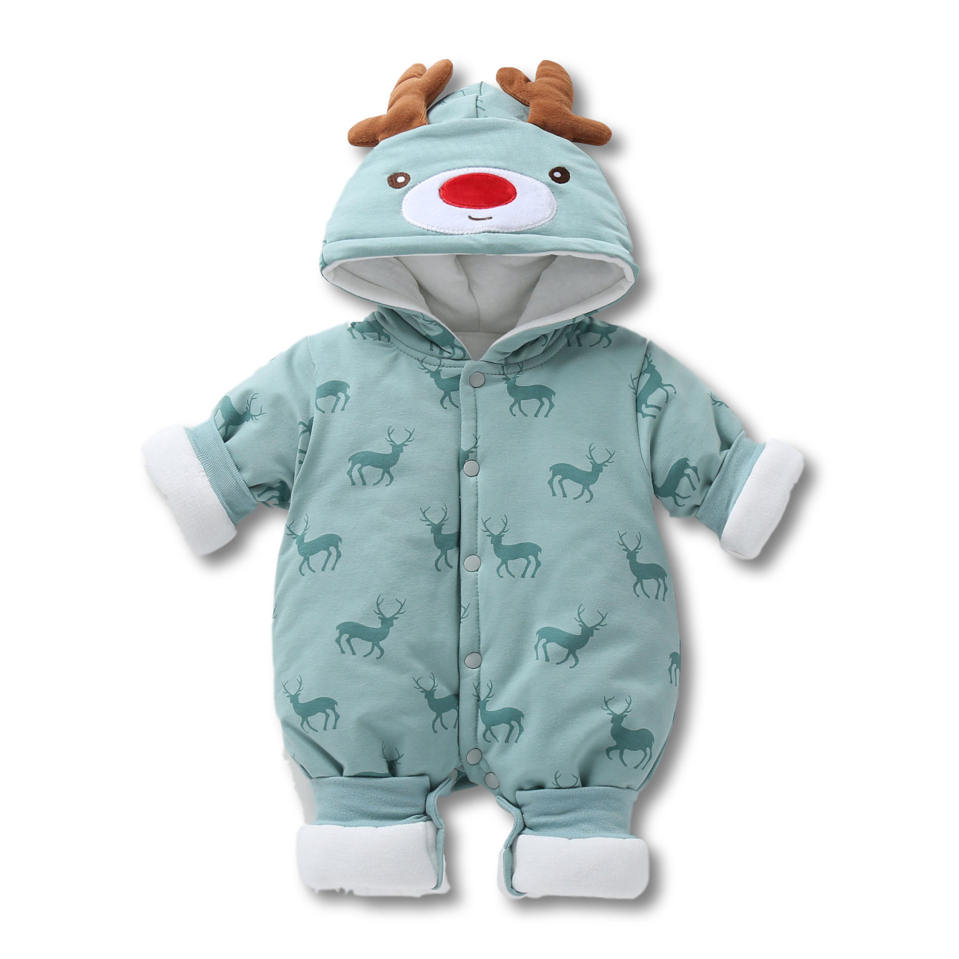 秋冬夹棉婴幼童男女童印花小鹿哈衣 允哲棉衣/棉服