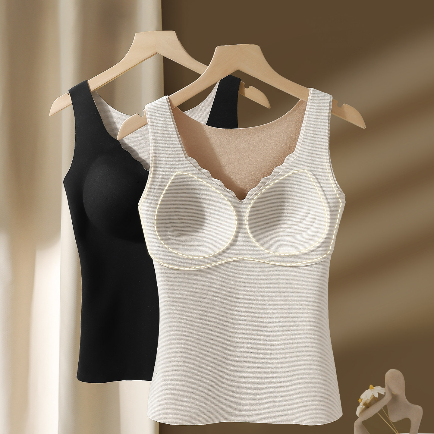 保暖背心女带胸垫加绒内搭女士免穿文胸罩无痕一体式打底发热上衣,淘宝优惠券,粉丝福利购,淘宝优惠卷