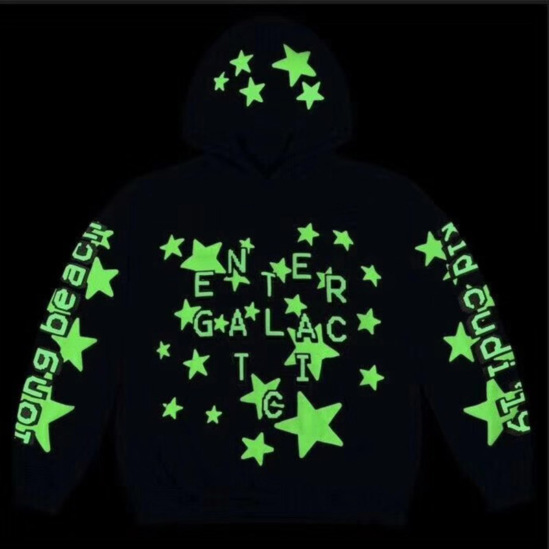 CPFM KID CUDI Hoodie联名款夜光五角星星发泡字母连帽卫衣帽衫-图2