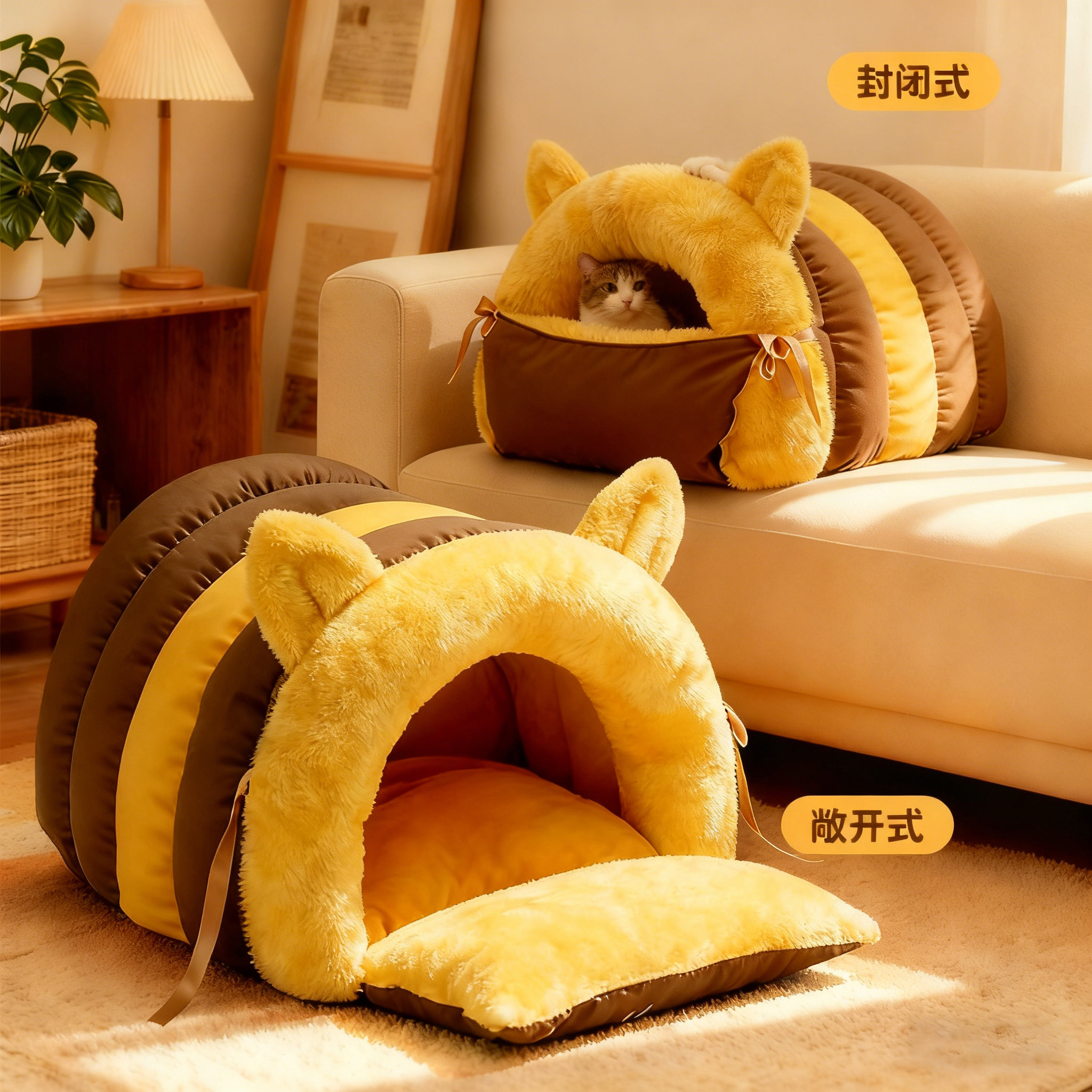 猫窝冬季保暖加厚封闭式加绒猫窝床冬天安全感沙发宠物狗窝猫咪窝,淘宝优惠券,粉丝福利购,淘宝优惠卷
