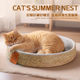 Cattail cat nest with cotton rope can be used in all seasons to cool down and relieve heat