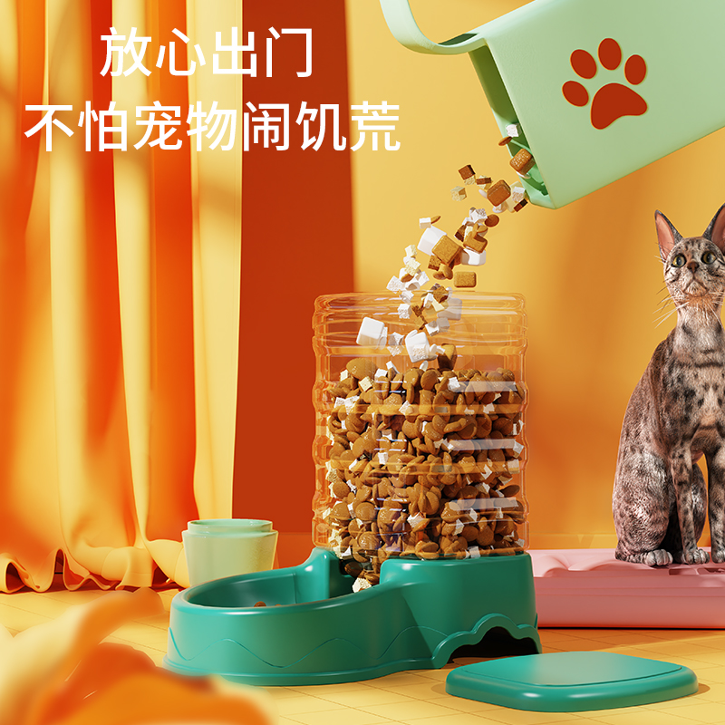 猫咪饮水机自动喂食器喝水碗狗狗饮水器流动水不插电狗盆狗碗用品 - 图0