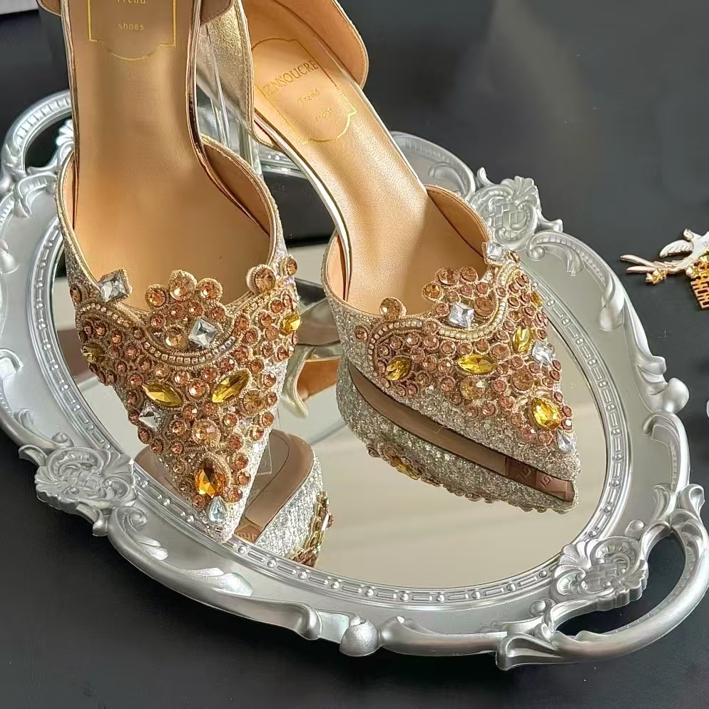 新款新娘高跟鞋托diy婚鞋镜面托盘婚鞋展示架结婚礼接亲套圈游戏 - 图1