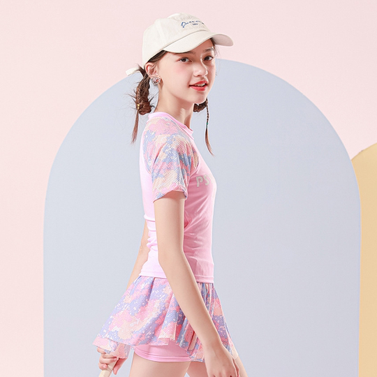 儿童泳衣女童游泳衣洋气女大童女孩分体新款防晒裙式游泳衣套装