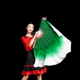 Настоящий шелковый танец вентилятор Plaza Yangge Двойной длинный цвет градиент цвет классический китайский классический китайский фанат Mo Green Dance Fan