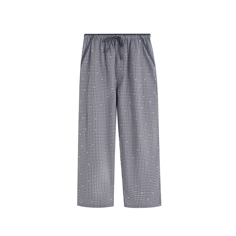 罗丝美春夏新款100%纯棉直贡印花前门襟松紧腰男士休闲长裤63012 - 图3