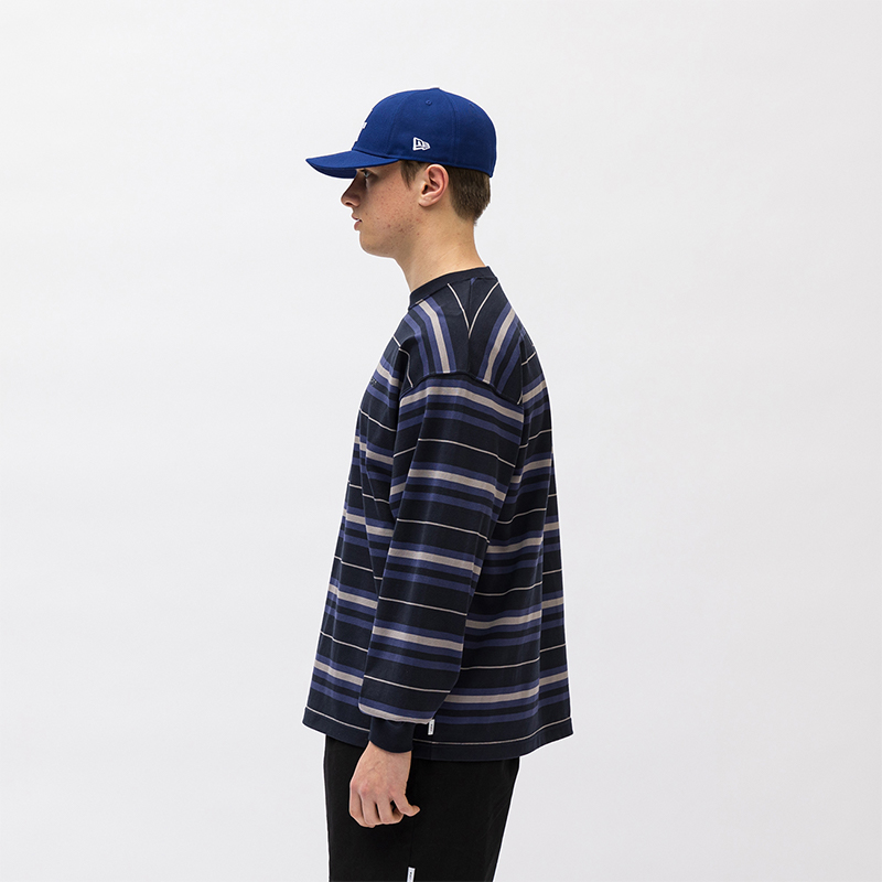 MOON现货WTAPS BDY 02 LS COTTON TEXTILE SIGN条纹长袖T恤 23SS-图1