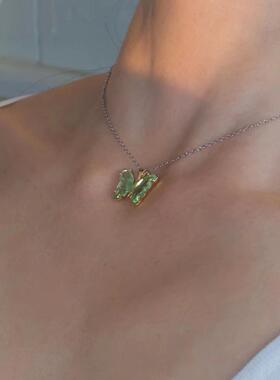 绿色蝴蝶项链小众设计