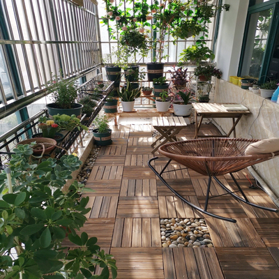 防腐木地板露台庭院户外碳化木室外阳台地板实木拼接浴室塑木地板 - 图2