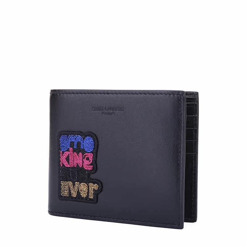 圣罗兰男包黑色牛皮短款396307钱包 怀轩钱包