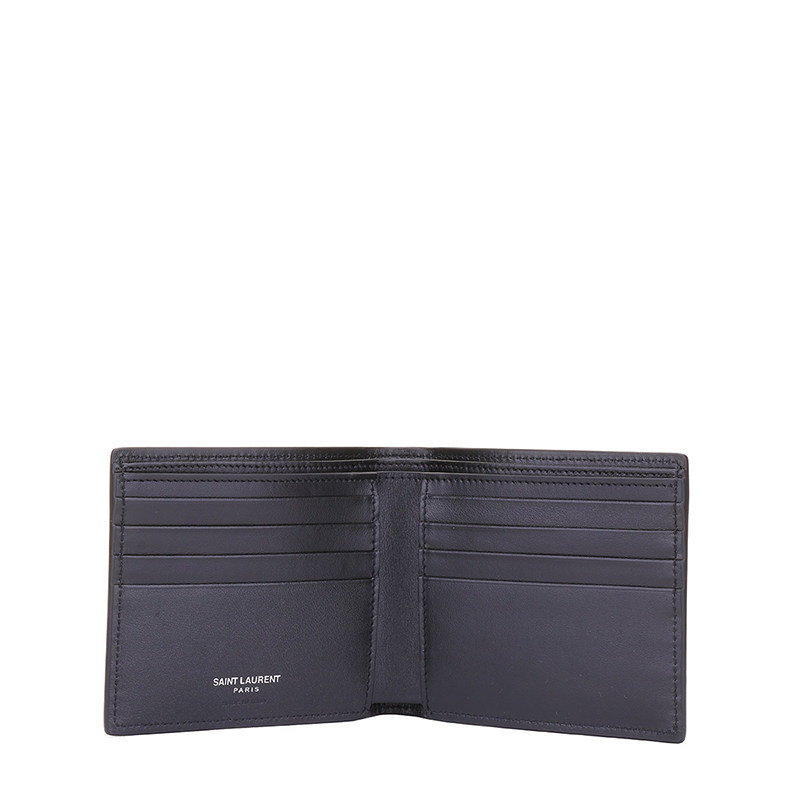 ysl /圣罗兰男款黑色牛皮短款钱包 怀轩钱包