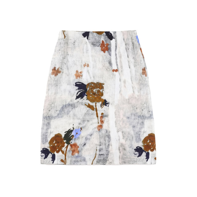 2026 Summer New Linen Lyocell Floral High Waist Retro Skirt HBZXW919674