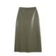 2026 Spring High Waisted Black PU Hip Covered Skirt Long Skirt HBZW651509